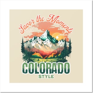Savor the Moments Colorado Style Mountain Nature Outdoors Retro Vintage Adventure Posters and Art